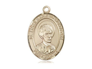 14kt Solid Gold St. Louis Marie de Montfort Patron Saint Medal Pendant 1 inch by 3/4 inch by Bliss