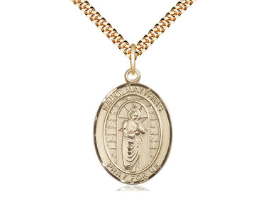 14kt Gold Filled St. Matthias the Apostle Catholic patron saint medal necklace with 24 inch chain by Bliss Manufacturing