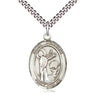 Sterling Silver St. Kenneth Patron Saint Medal Necklace 1 inch x 3/4 inch with 24 inch Chain by Bliss