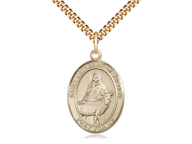 14kt Gold Filled St. Catherine of Sweden Patron Saint Medal Necklace 1 inch by 3/4 inch with 24 inch chain by Bliss