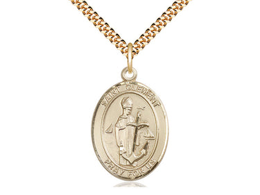 14kt Gold Filled St. Clement Patron Saint Medal Necklace with 24 inch Chain by Bliss Manufacturing