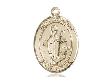 14kt Solid Gold St. Clement patron saint medal pendant 1x3/4 inch by Bliss Manufacturing