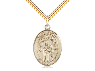 14kt Gold Filled St. Felicity Patron Saint Medal Necklace 1x3/4 Inches 24 Inch Chain Handcrafted by Bliss