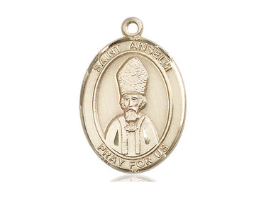 14kt Solid Gold St. Anselm of Canterbury Patron Saint Medal Pendant 1 inch by 3/4 inch by Bliss