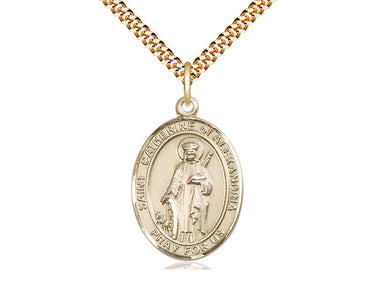14kt Gold Filled St. Catherine of Alexandria Patron Saint Medal Necklace 24 inch Chain by Bliss