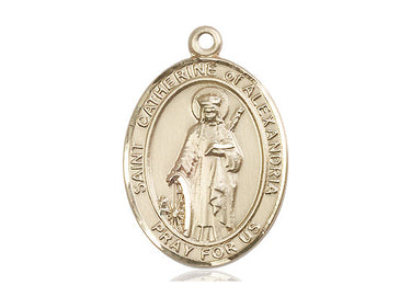 14kt Solid Gold St. Catherine of Alexandria patron saint medal pendant 1x3/4 inch by Bliss