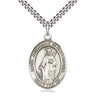 Sterling Silver St. Catherine of Alexandria Patron Saint Medal Necklace 1x3/4 inch with 24 inch Chain by Bliss