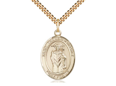 Gold Filled St. Thomas A Becket Patron Saint Medal Necklace 1x3/4 inch 24 inch Chain Bliss USA