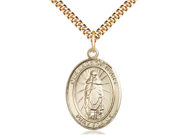 14kt Gold Filled Our Lady of Tears Catholic Medal Necklace 1 x 3/4 on 24 inch chain by Bliss