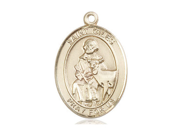 14kt Solid Gold Medium St. Giles Medal Pendant 1 x 3/4 inch by Bliss Manufacturing USA