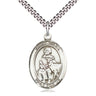 Sterling Silver St. Giles Patron Saint Medal Necklace 1 x 3/4 on 24 inch Curb Chain by Bliss