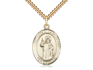14kt gold filled St. John of Capistrano patron saint medal necklace with 24 inch curb chain by Bliss Manufacturing