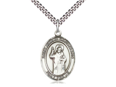 Sterling silver St. John of Capistrano patron saint medal necklace with 24 inch curb chain by Bliss Manufacturing
