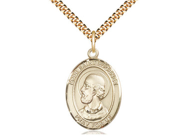 14kt gold filled Pope St. Eugene I oval medal necklace with 24 inch curb chain by Bliss Manufacturing
