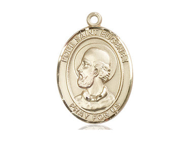 14kt solid gold Pope St. Eugene I oval medal pendant handcrafted in USA by Bliss Manufacturing