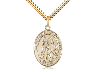 Gold Filled St. Adrian of Nicomedia patron saint medal necklace with 24 inch chain by Bliss Manufacturing