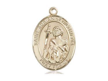 14kt Solid Gold St. Adrian of Nicomedia Patron Saint Medal Pendant 1 inch by 3/4 inch by Bliss