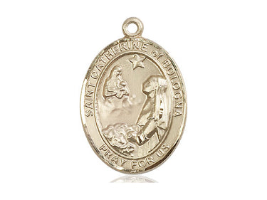 14kt Solid Gold St. Catherine of Bologna Patron Saint Medal Pendant 1x3/4 inch by Bliss Manufacturing USA