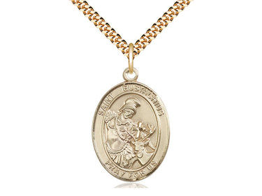 14kt gold filled St. Eustachius patron saint medal necklace with 24 inch chain by Bliss Manufacturing