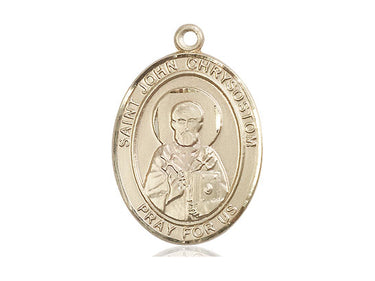 14kt solid gold St. John Chrysostom medal pendant 1 inch by 3/4 inch handcrafted by Bliss USA