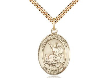 14kt Gold Filled St. John Licci Patron Saint Medal Necklace 1 inch x 3/4 inch on 24 inch chain by Bliss