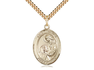 14kt Gold Filled St. Paula Patron Saint Medal Necklace 1x3/4 inch pendant on 24 inch chain by Bliss