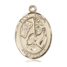 14kt solid gold St. Edwin patron saint medal pendant, 1 x 3/4 inches, handcrafted by Bliss Manufacturing USA