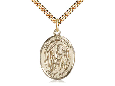 14kt Gold Filled St. Polycarp of Smyrna patron saint medal necklace with 24 inch chain, handcrafted by Bliss Manufacturing USA
