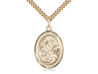 14kt Gold Filled St. Fina Patron Saint Medal Necklace 1 inch x 3/4 inch with 24 inch Chain by Bliss