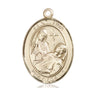 14kt solid gold St. Fina patron saint medal pendant, 1 inch by 3/4 inch, handcrafted by Bliss Manufacturing