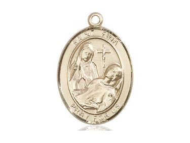 14kt solid gold St. Fina patron saint medal pendant, 1 inch by 3/4 inch, handcrafted by Bliss Manufacturing