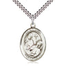 Sterling Silver St. Fina Patron Saint Medal Necklace 1 inch x 3/4 inch with 24 inch Chain by Bliss