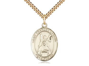 14kt Gold Filled St. Frances of Rome Catholic patron saint medal necklace with 24 inch chain by Bliss