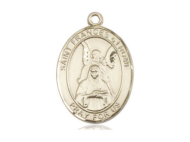 14kt Solid Gold St. Frances of Rome Catholic patron saint medal pendant handcrafted by Bliss Manufacturing