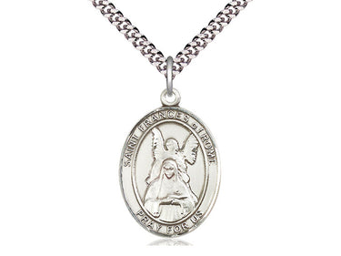 Sterling Silver St. Frances of Rome Catholic patron saint medal necklace with 24 inch chain by Bliss