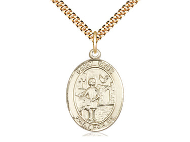 14kt Gold Filled St. Vitus patron saint medal necklace 1 x 3/4 inch pendant with 24 inch chain by Bliss