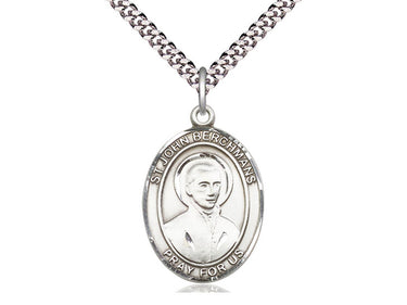 Sterling Silver St. John Berchmans Patron Saint Medal Necklace 1x3/4 inch with 24 inch chain by Bliss
