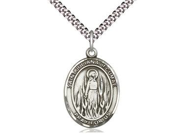Sterling Silver St. Juliana Patron Saint Medal Necklace 1x3/4 inch with 24 inch chain by Bliss