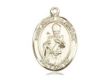 14kt Solid Gold St. Simon Patron Saint Medal Pendant 1 inch by 3/4 inch handcrafted by Bliss