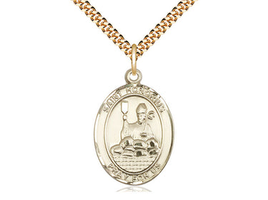 14kt Gold Filled St. Honorius Patron Saint Medal Necklace 1x3/4 inch with 24 inch chain by Bliss