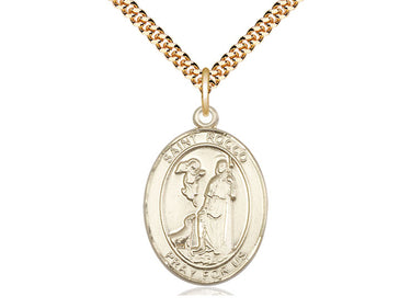 14kt Gold Filled St. Rocco patron saint medal necklace with 1 inch by 3/4 inch pendant on 24 inch chain by Bliss