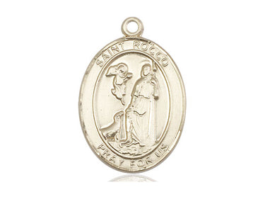 14kt Solid Gold St. Rocco patron saint medal pendant 1 x 3/4 inches handcrafted by Bliss USA