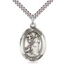 Sterling Silver St. Rocco patron saint medal necklace with 1 inch by 3/4 inch pendant on 24 inch chain by Bliss