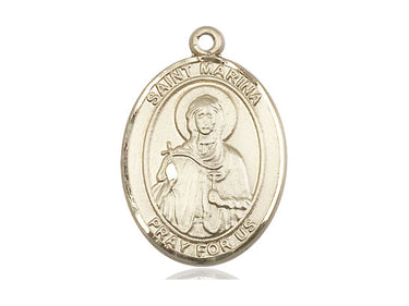 14kt Solid Gold St. Marina patron saint medal pendant 1 inch by 3/4 inch by Bliss Manufacturing
