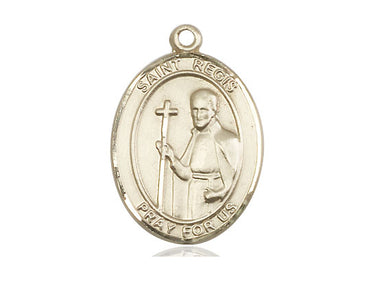14kt Solid Gold St. Regis patron saint medal pendant 1 x 3/4 inches handcrafted by Bliss USA