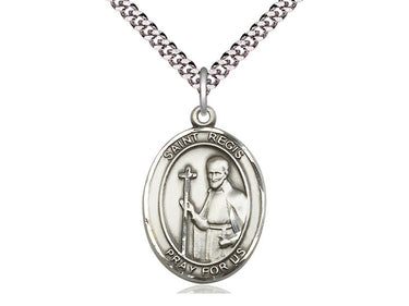 Sterling Silver St. Regis Patron Saint Medal Necklace 1 inch by 3/4 inch with 24 inch chain by Bliss Manufacturing