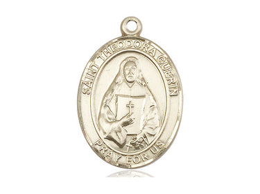 14kt Solid Gold St. Theodore Guerin Patron Saint Medal Pendant 1x3/4 inch Bliss USA Handcrafted