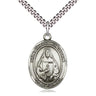 Sterling Silver St. Theodore Guerin Patron Saint Medal Necklace 1 inch by 3/4 inch on 24 inch Chain by Bliss Manufacturing