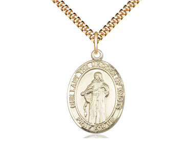 14kt Gold Filled Our Lady of Knots Catholic medal necklace with 1 inch pendant on 24 inch chain by Bliss