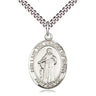 Sterling Silver Our Lady of Knots Catholic pendant necklace, 1 inch x 3/4 inch medium size, 24 inch chain, handmade by Bliss Manufacturing USA